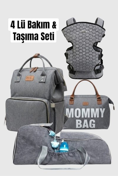 Özgün Baby 4 Lü Set Momy Bag Anne Bebek El Ve Omuz Çantası & Anne Bebek Bakım Sırt Çantası & Portbebe & Kanguru