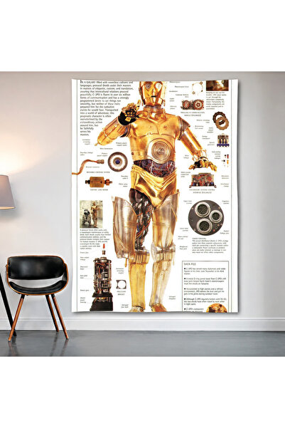 Geek Cultcha C-3Po Blueprint Wall Covering Wall Tapestry First Quality Satin ...