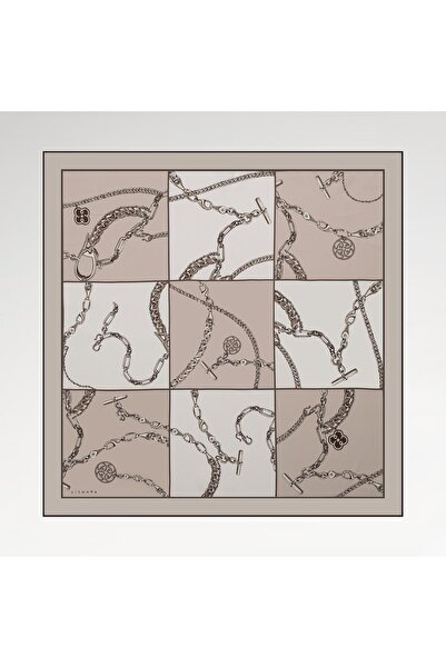 Vismara Milano Women's Chain Pattern Tivil Silk Scarf Dark Mink 90X90