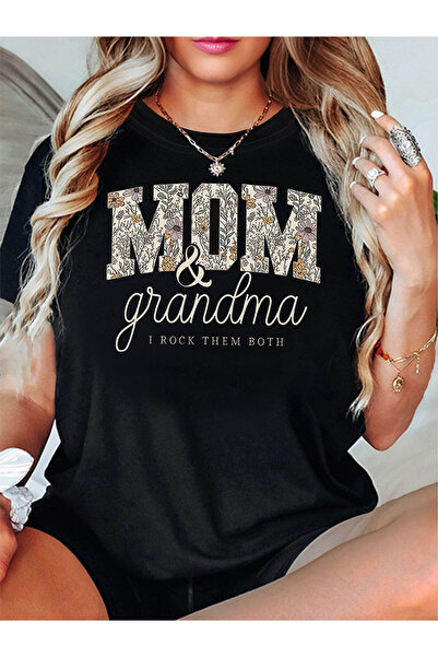 STITCHLY تي شيرت مطبوع عليه عبارة "Mom And Grandma I Rock Them Both" |   تي ش...