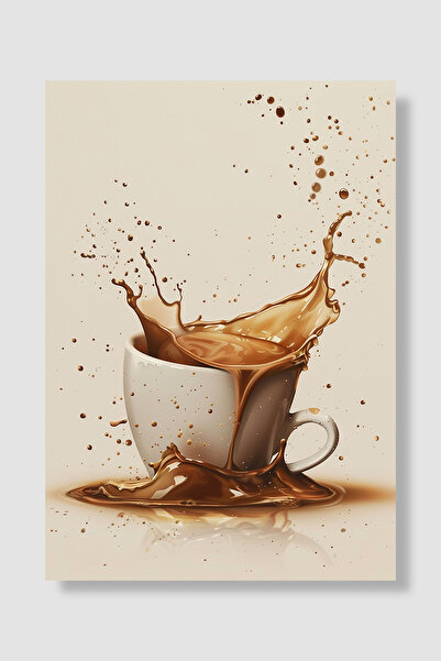 Luna Marissa Poster cafea ceașcă albă picături de cafea stropite maro artă mo...