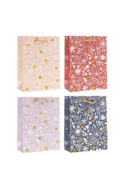 OEM Punga cadou Rozette, model floral mix, multicolor, 26x32x10 cm