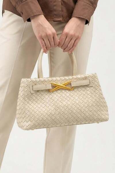 Mubiano Women's Hand and Shoulder Bag Knitted Patterned Zippered Daily Celour...
