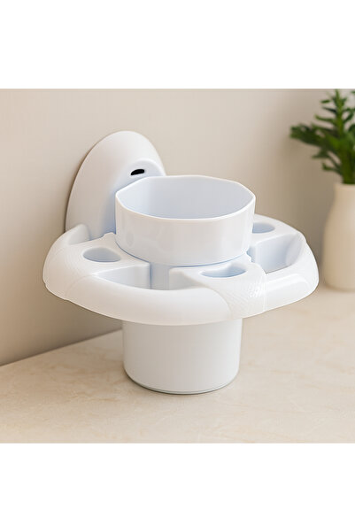 magicool Adhesive Wall-Mounted Toothbrush Holder (White Plastic)