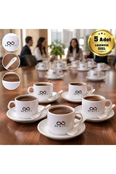 Bk Gift Customized Logo 5-Piece Porcelain Cup Set with Double-Sided Spoons - ...