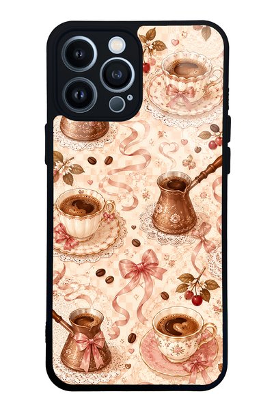 Spoyi iPhone 13 Pro Max Glossy Phone Case with Blush Coffee Bow Design