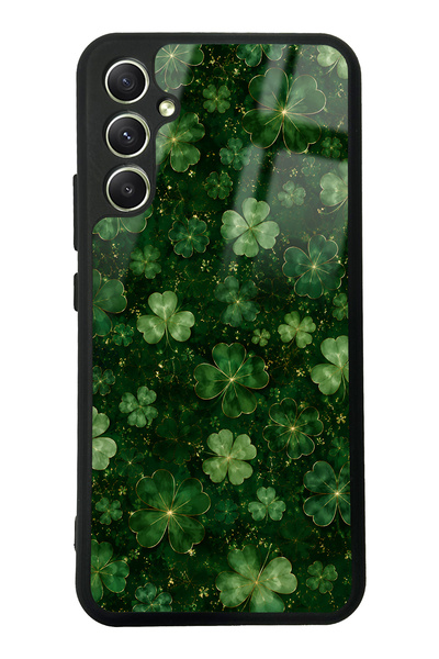 Spoyi Samsung A34 Emerald Lucky Clover Design Glossy Phone Case