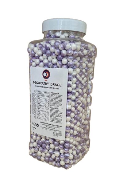 DGN Perle decorative de zahăr mov și albe pentru prăjituri 1kg