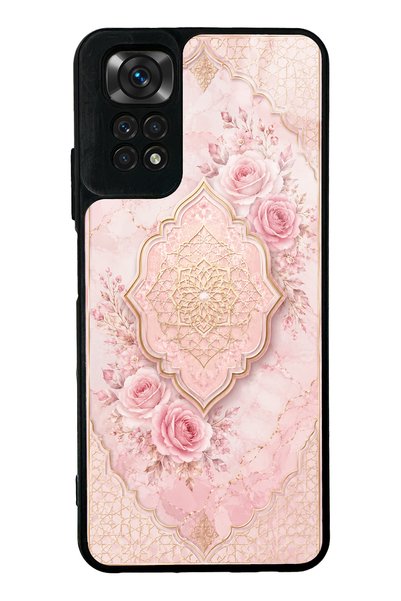 Spoyi حافظة هاتف لامعة بتصميم وردي عثماني لون أحمر خوخي لهاتف Xiaomi Redmi No...