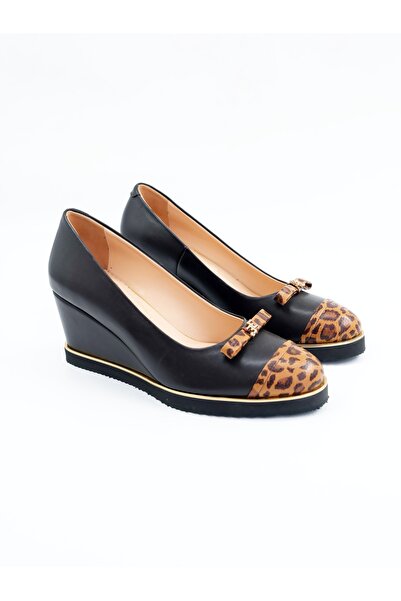 Tenau Women's Genuine Leather Wedge Heeled Shoes Brown