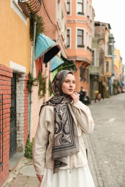 ENRİCO FERRİ Petra Ethnic Pattern Shawl - Gray