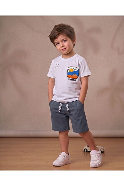 Egelite Boys' Summer Embroidered T-Shirt and Shorts Set for Ages 2-3-4-5-6, 2...