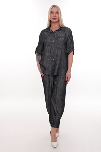 etselements Luna Textured Shirt and Pants Double Set
