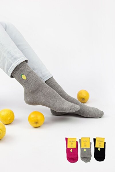 TRENDY Ημίκοντες Κάλτσες "Trendy" LEMON I 3 ζευγάρια