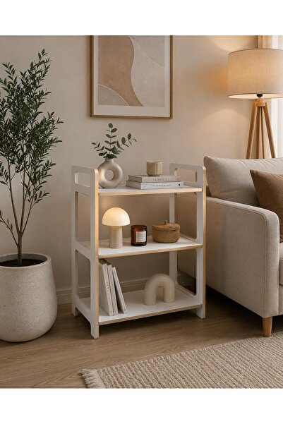 %100 MDF Modern Minimalist 3 Raflı Çok Amaçlı Dekoratif Düzenleyici Kitaplık