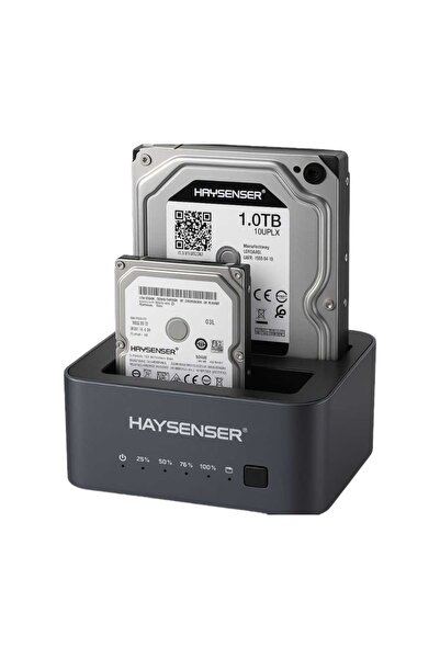haysenser محطة توصيل أقراص صلبة ثنائية الفتحات - USB 3.2 Type-C، تدعم أقراص S...