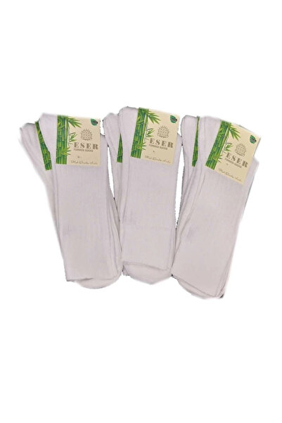 ALFA AKSESUAR 03 Eser Men's White Double Sole Towel Socks 3 Pieces