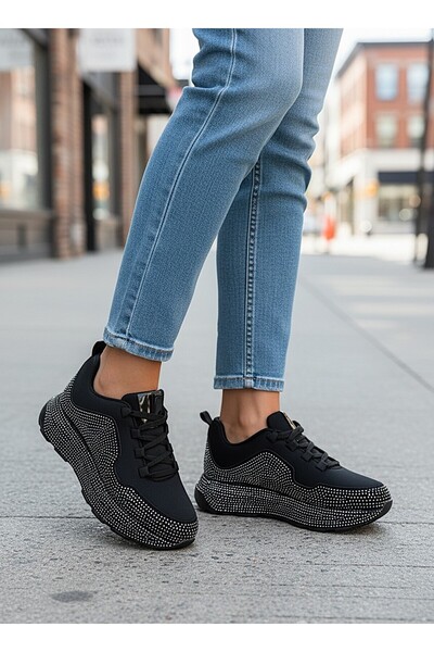 KAFKASLAR AYAKKABI Women's Sports Casual Shoes with Stretch Material and Ston...