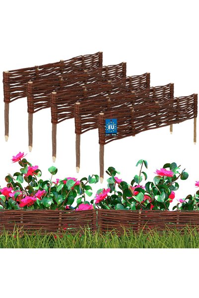 KOTARBAU Gard de grădină tip palisadă, bordură din răchită, 60 x 10 CM, set de 5