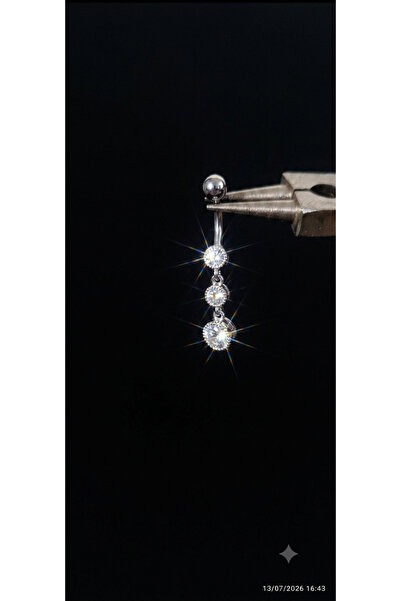 AyçaSilver Zirkon taşlı göbek piercing
