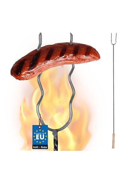 KOTARBAU Furcă de foc de tabără, furcă de grătar cu două dinți, furcă ondulat...