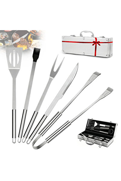 Simply Joy Set de 5 ustensile de grătar din oțel inoxidabil, accesorii profes...