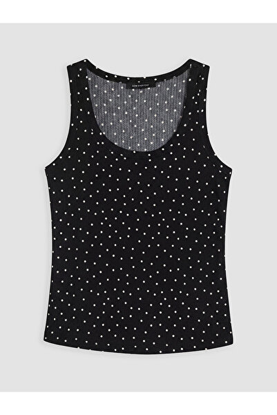 LC Waikiki Lcw Everyday Black U-Neck Polka Dot Women's Undershirt