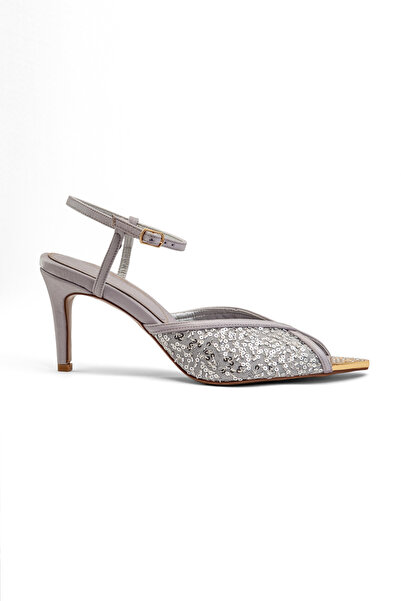 Mamito Ayakkabı Rsd 17435 Metal Toe Detail Sequined Adjustable Heels