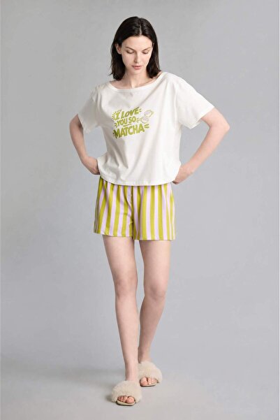 DeFacto Oversized Short Sleeve Shorts Pajama Set I0438Ax26Hs