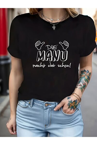 12 HERTZ German Manu'S Got This Letter Print T-Shirt, Short Sleeve Crew Neck ...