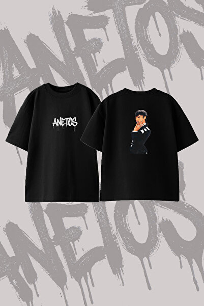 Anetos Megan Thee Stallion_3 Σχέδιο με στάμπα στην πλάτη, βαμβακερό μαύρο μπλ...