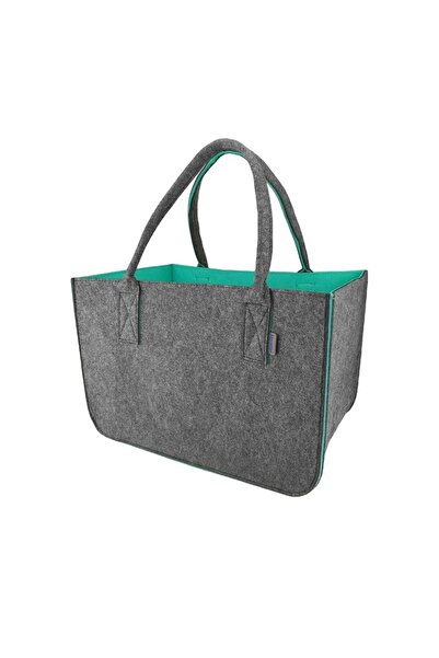 Leviatan Geanta cumparaturi, Leviatan, Fetru, 40x27x27 cm, Gri/Turcoaz
