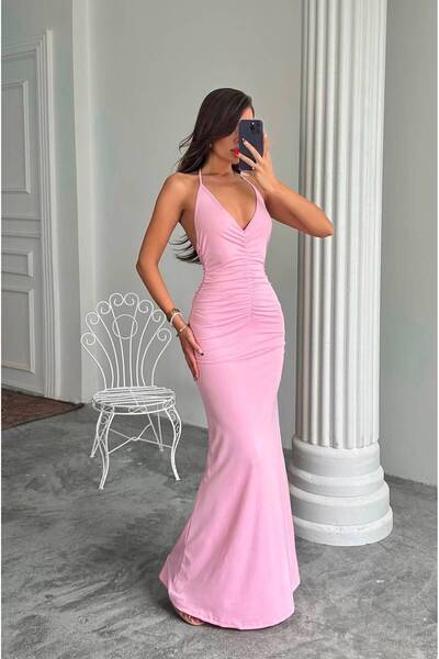 Paraf style Halter Yaka Balık Kesim Abiye Elbise