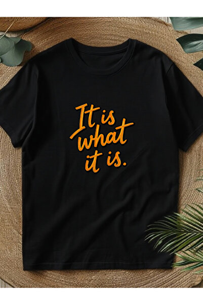 01THEONE تي شيرت نسائي بتصميم "It Is What It Is" 100% - قميص بياقة مستديرة وط...