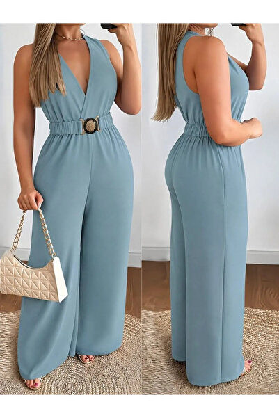 Generic Brand Women's Strappy Double-Breasted Collared Long Imported Crepe Ju...