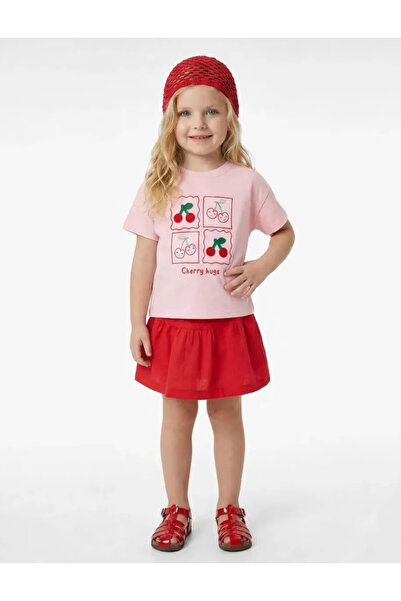 Koton Cotton Short Sleeve Crew Neck Cherry Printed T-Shirt