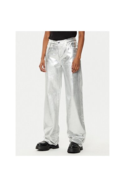Armani Exchange Pantaloni de damă din material textil XW000056 AF10836 Argintii