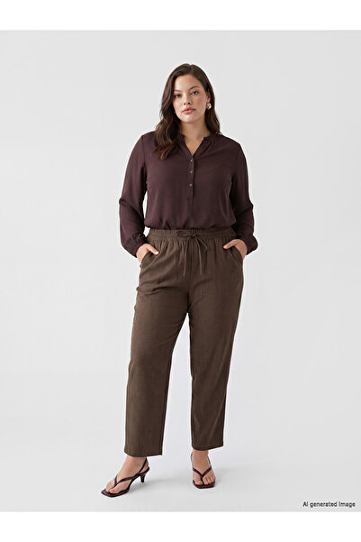LC Waikiki Pantaloni de damă cu talie elastică, din amestec de in