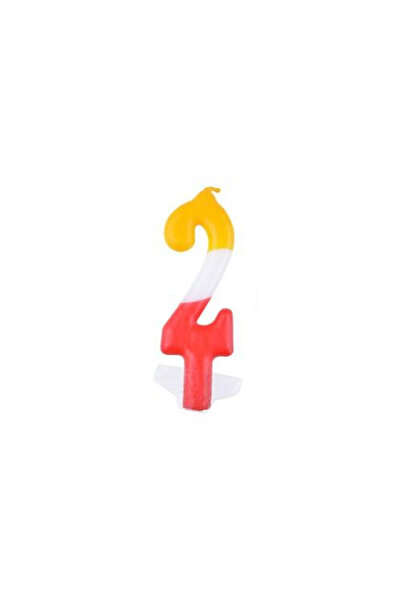 Arpex Lumanare aniversară cifra 2, tricoloră (roșu-alb-galben)