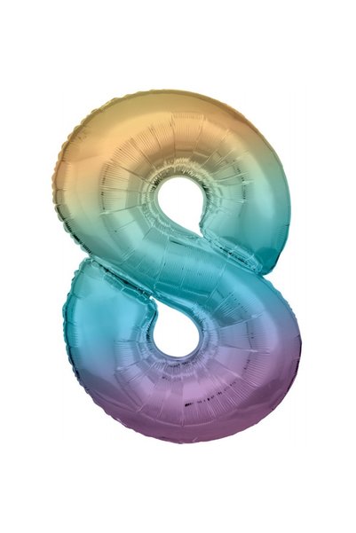 AMSCAN Balon aniversare cifra 8, Amscan, Folie, 83 cm, Multicolor
