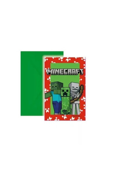 Procos Set 6 Invitatii cu plic, Model Minecraft, Multicolor