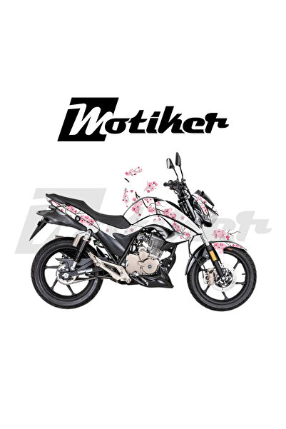 Motiker Mondial Drift L Sakura Çiçeği Beyaz Zemin Üzer Pembe Çiçek Tasarımı S...