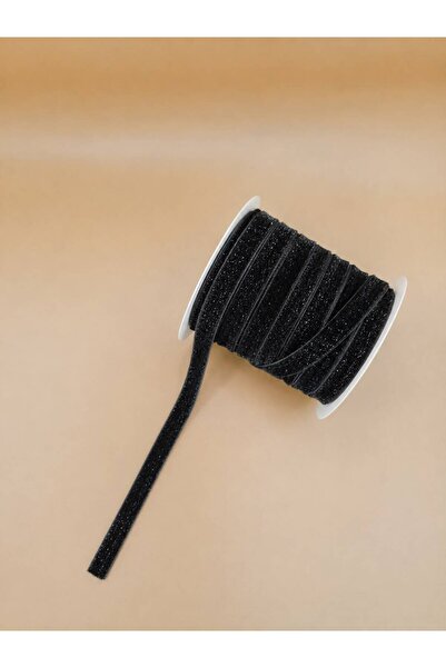 hobimixhobimix Black Silvery Velvet Ribbon - 1 cm - 8 Meters