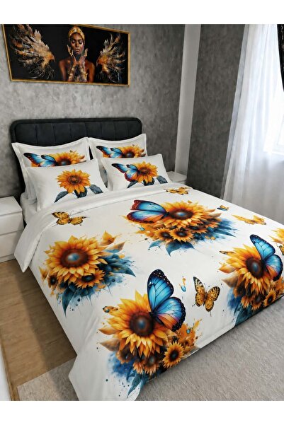 JOJO Lenjerie Finet 6 Piese cu Cearceaf Normal pentru Pat Matrimonial galben