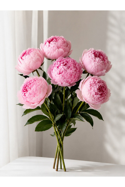 LUMİNA VİBE Yapay çiçek altılı İpek peony şakayı Gül demeti pudra pembe