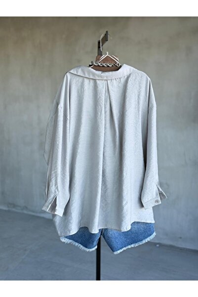 By Pakize Premium Düşük Omuzlu Oversize Gömlek