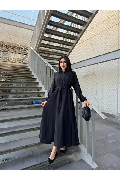 ankanoor Collared, Buttoned Front, Mevlana Cut Cupra Dress Anka261034