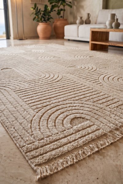 Anatolian Carpet Store Sisal Dokuma Hav Vermez, Leke Tutmaz, Robot Süpürgeye Uygun Modern Bej Halı