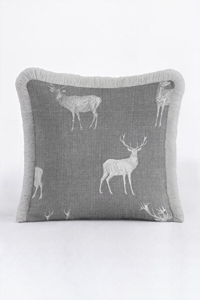 Evimde Bambaşka Luxurious Deer Patterned Elegant Fringed Pillowcase - Castle ...