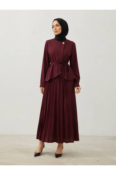 ankanoor Asymmetrical Cut Cupra Skirt-Blouse Set Anka261037